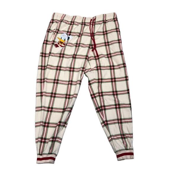 RARE Embroidered Disney Sweatpants XL Plaid Pattern Donald Duck Pants - Picture 1 of 8